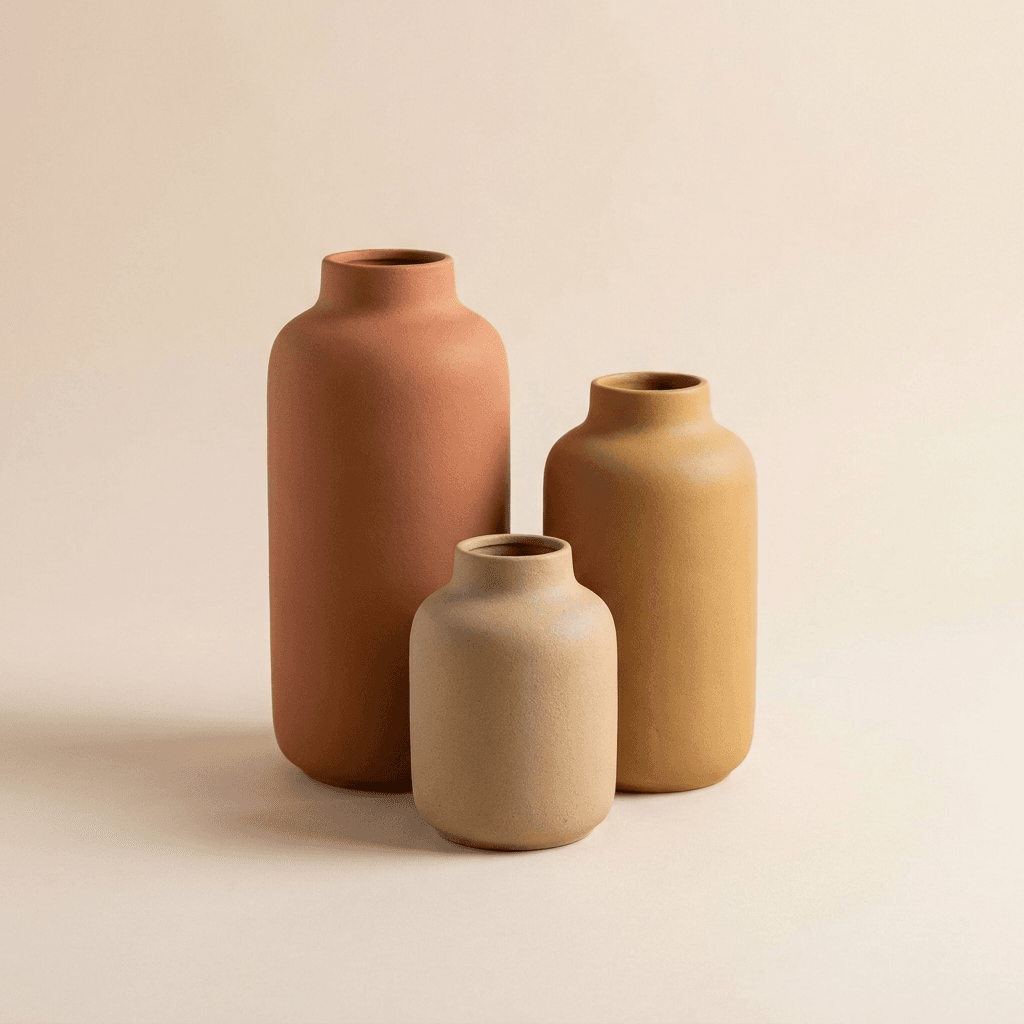 Vellum Ceramic Vase Trio